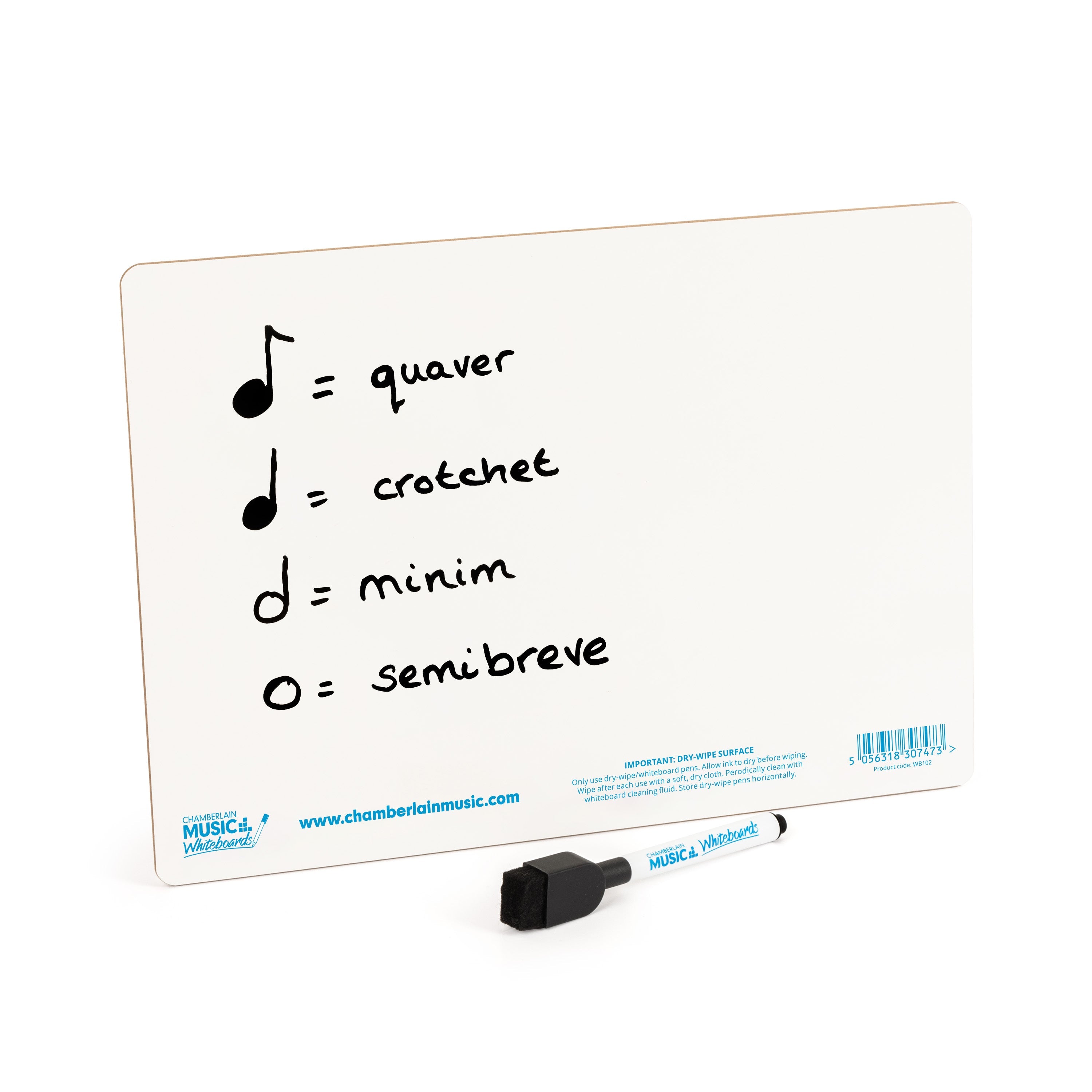 WB102-12PK - Chamberlain Music A4 mini dry-wipe whiteboard - 12 pack A1