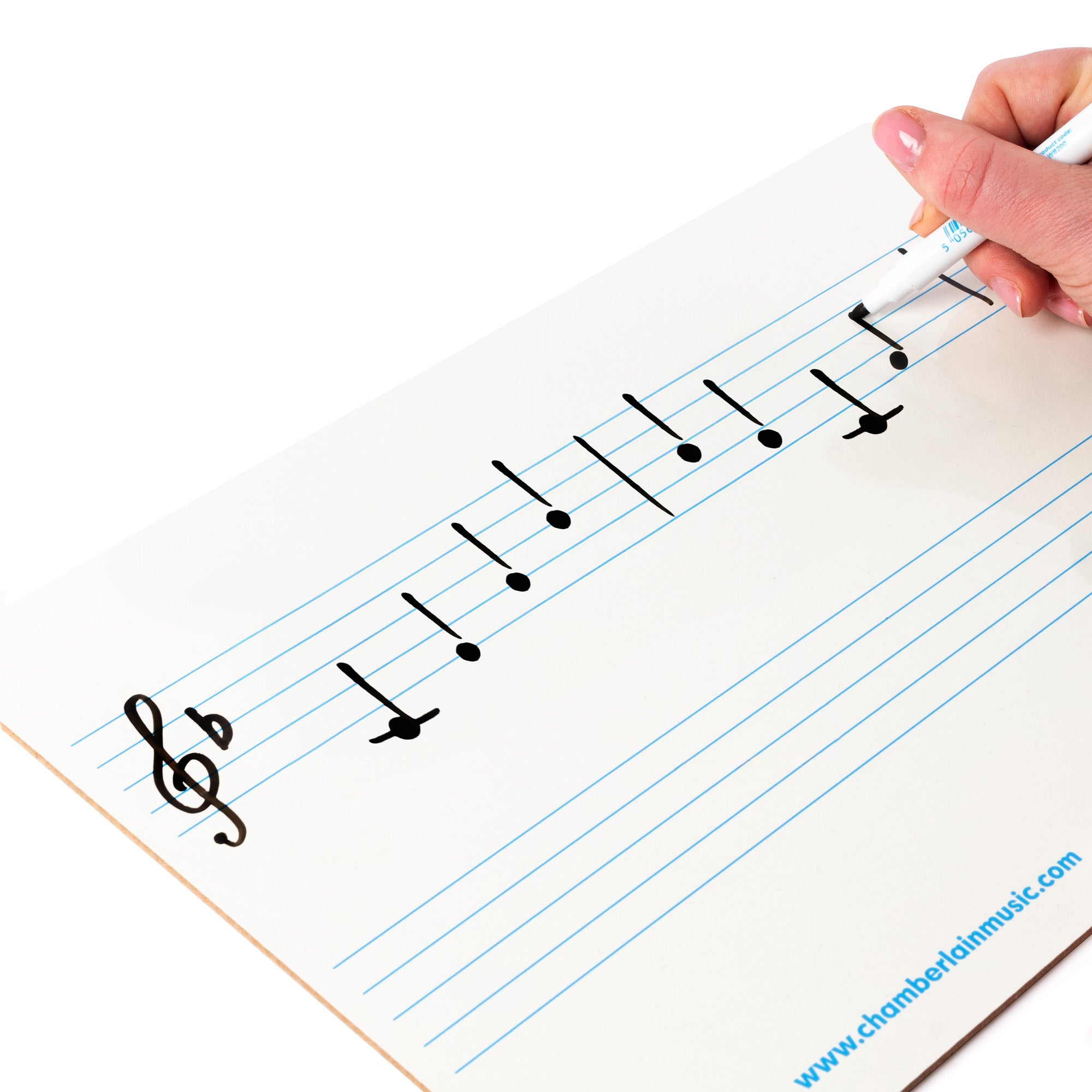 WB105-12PK - Chamberlain Music A4 mini dry-wipe music whiteboard, printed - 12 pack A1