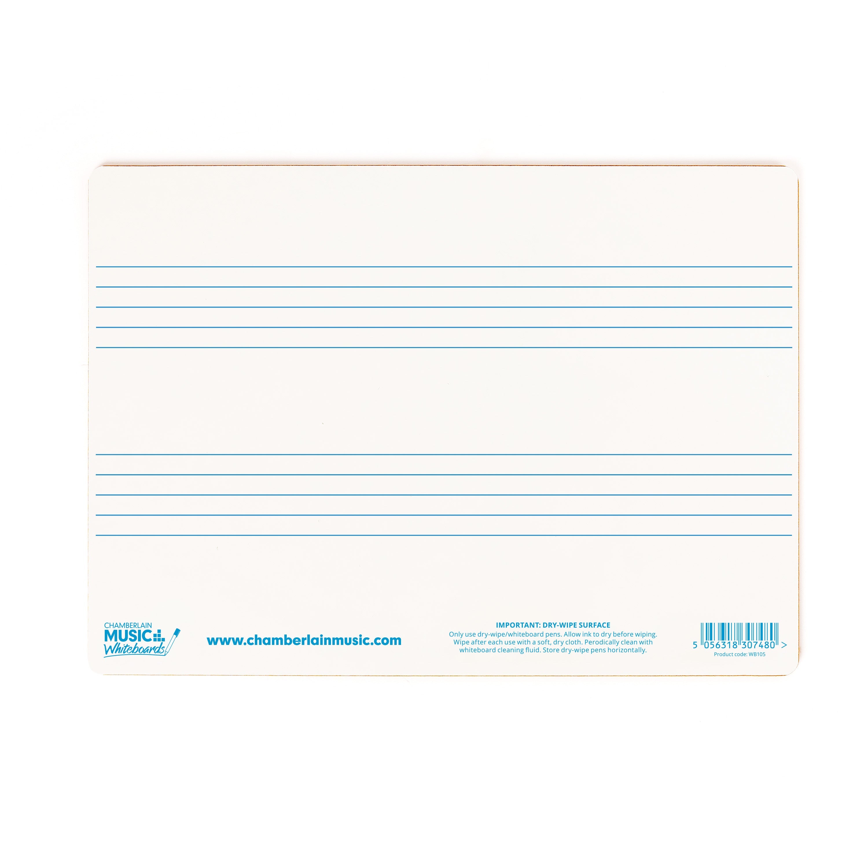 WB105-12PK - Chamberlain Music A4 mini dry-wipe music whiteboard, printed - 12 pack A1