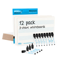 WB115-12PK - Chamberlain Music A4 mini dry-wipe music whiteboard 3 staves - 12 pack Default title