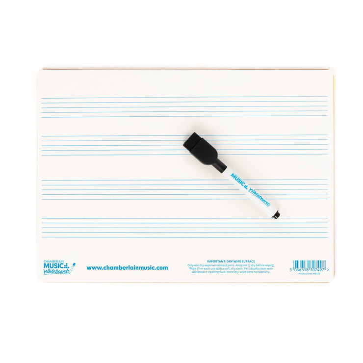 WB125-12PK - Chamberlain Music A4 mini dry-wipe music whiteboard 4 staves - 12 pack Default title