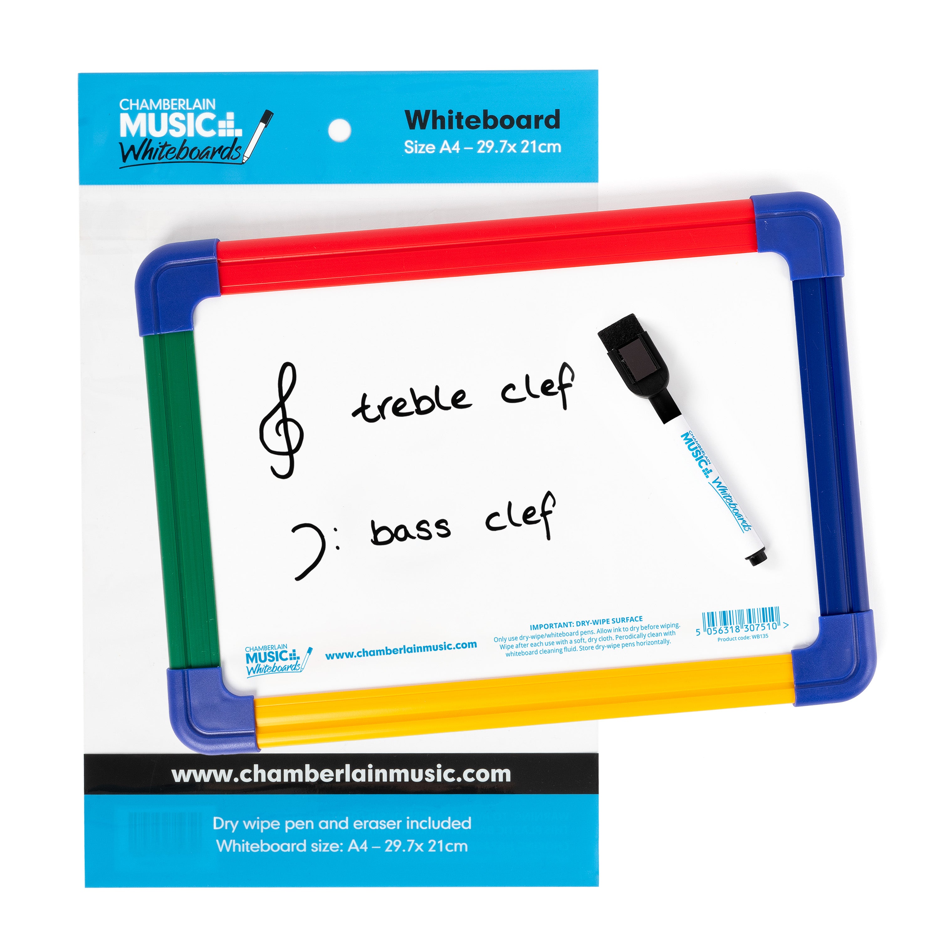WB135-10PK - Chamberlain Music Magnetic A4 mini dry-wipe whiteboard - 10 pack A1