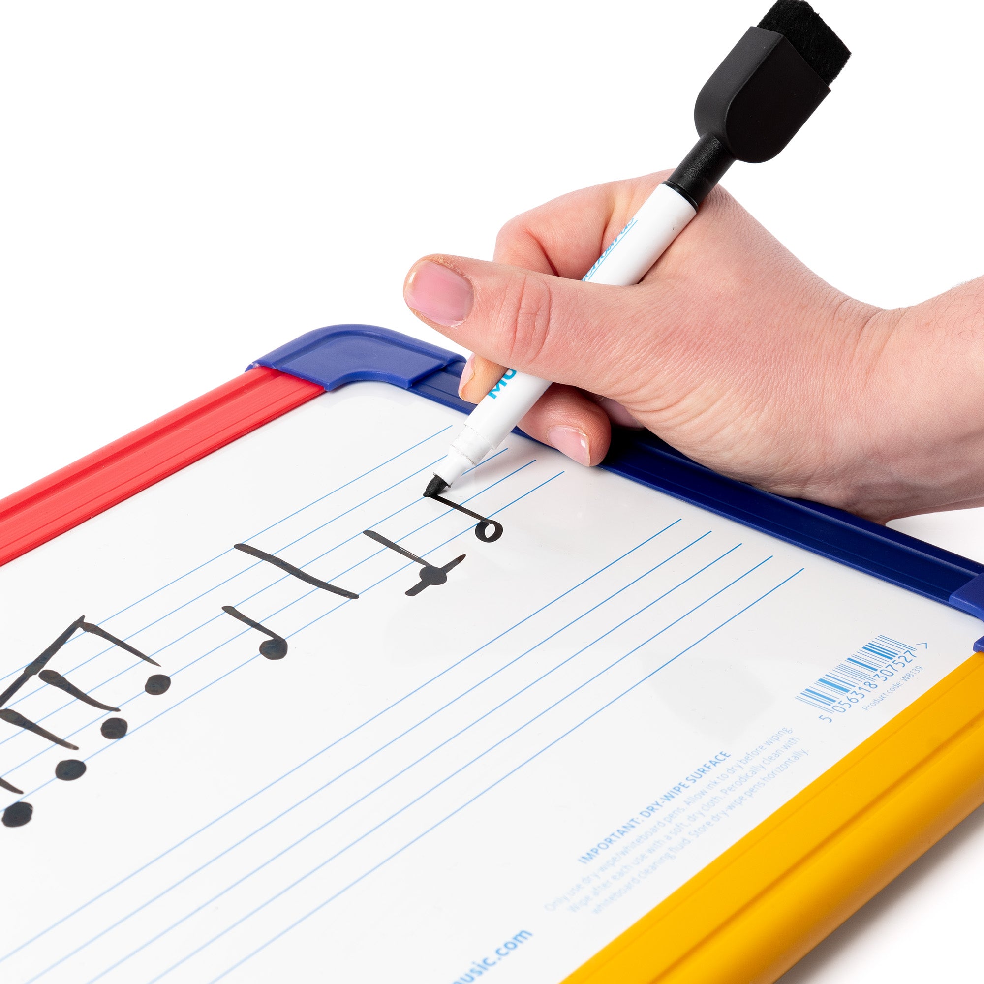 WB139 - Chamberlain Music magnetic A4 mini dry-wipe music whiteboard, 2 staves A1
