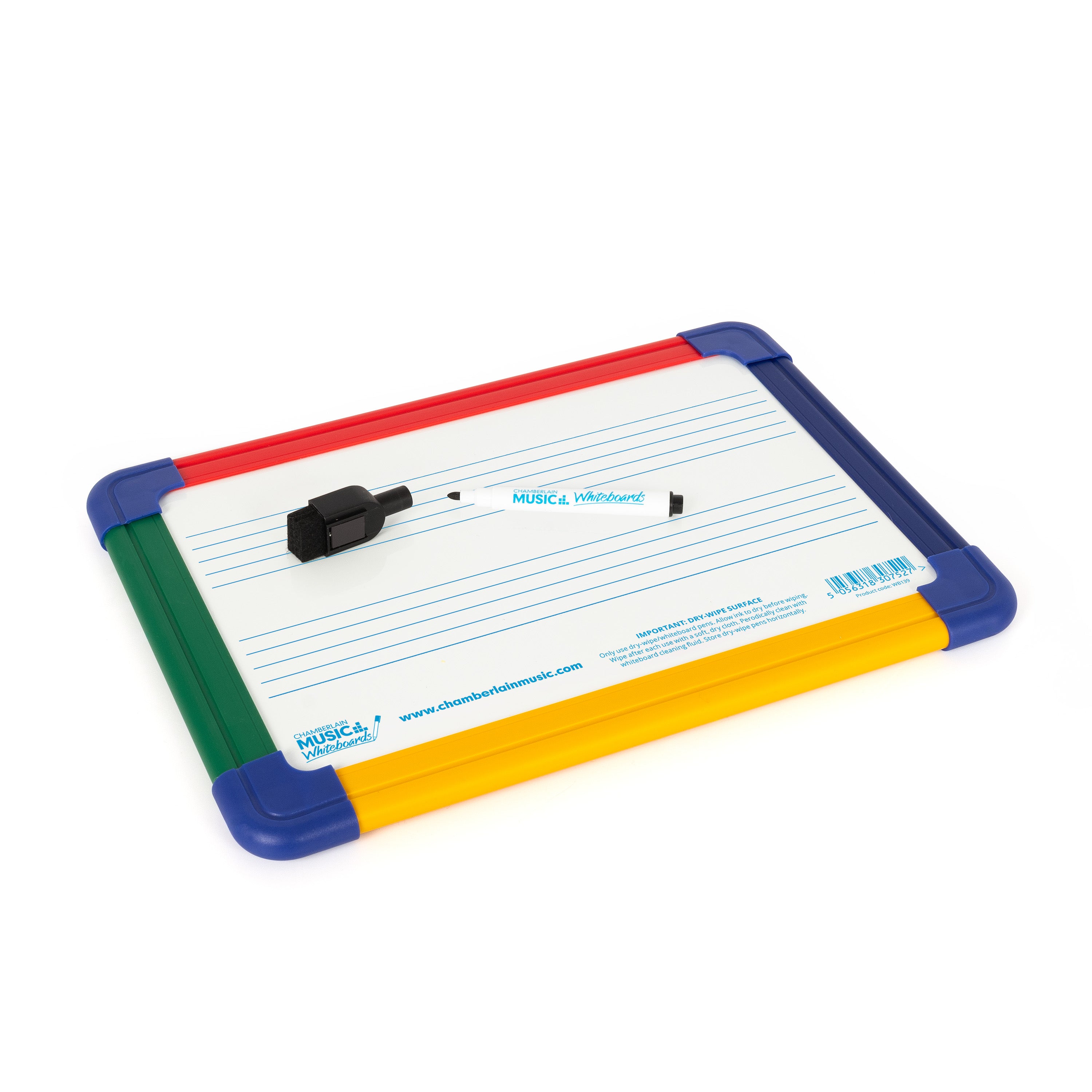 WB139 - Chamberlain Music magnetic A4 mini dry-wipe music whiteboard, 2 staves A1