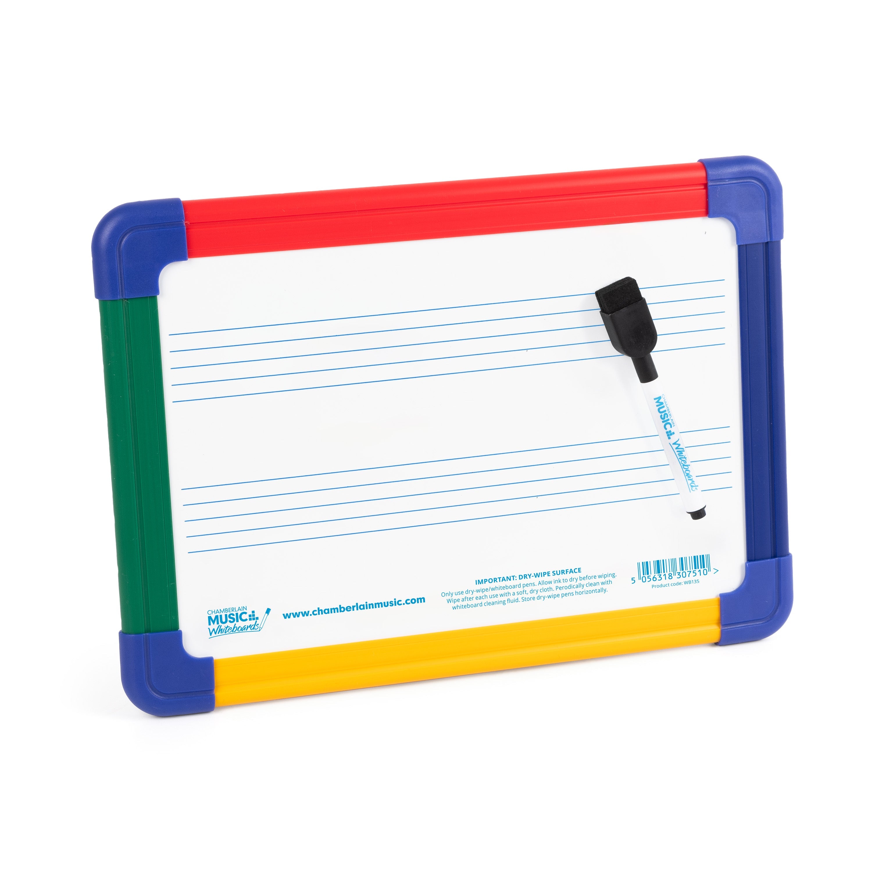 Chamberlain Music magnetic A4 mini dry-wipe music whiteboard, 2 staves