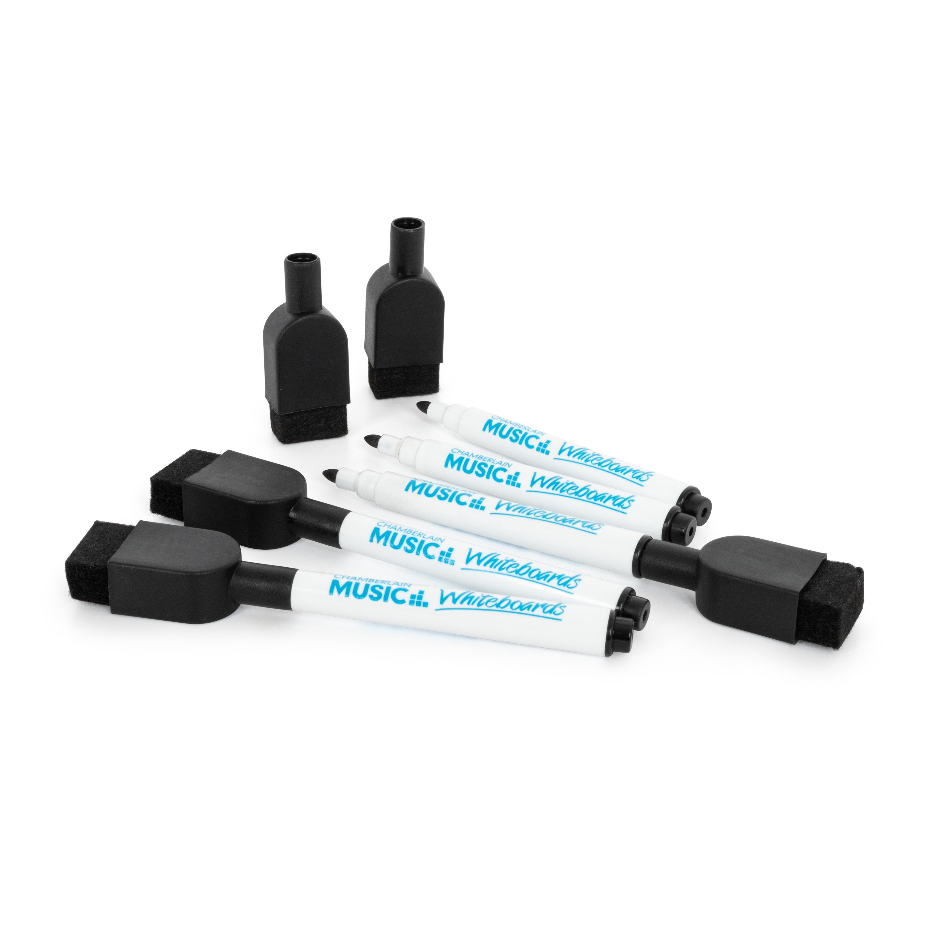 Fine tip dry-wipe whiteboard pen with eraser cap - 5 pack