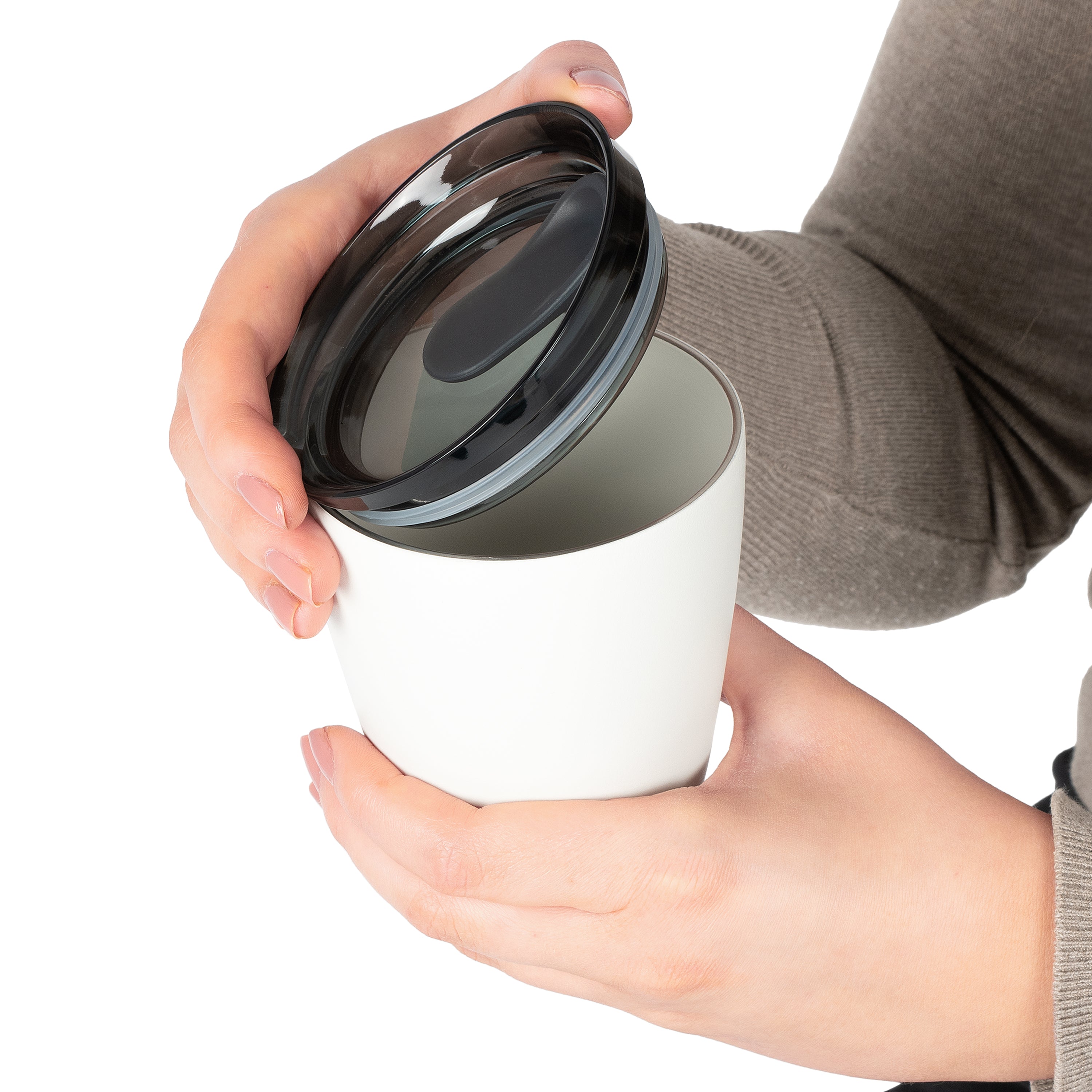 HS08PKW01-S2C - 8oz HuskeeSteel Cup & Lid White / A1