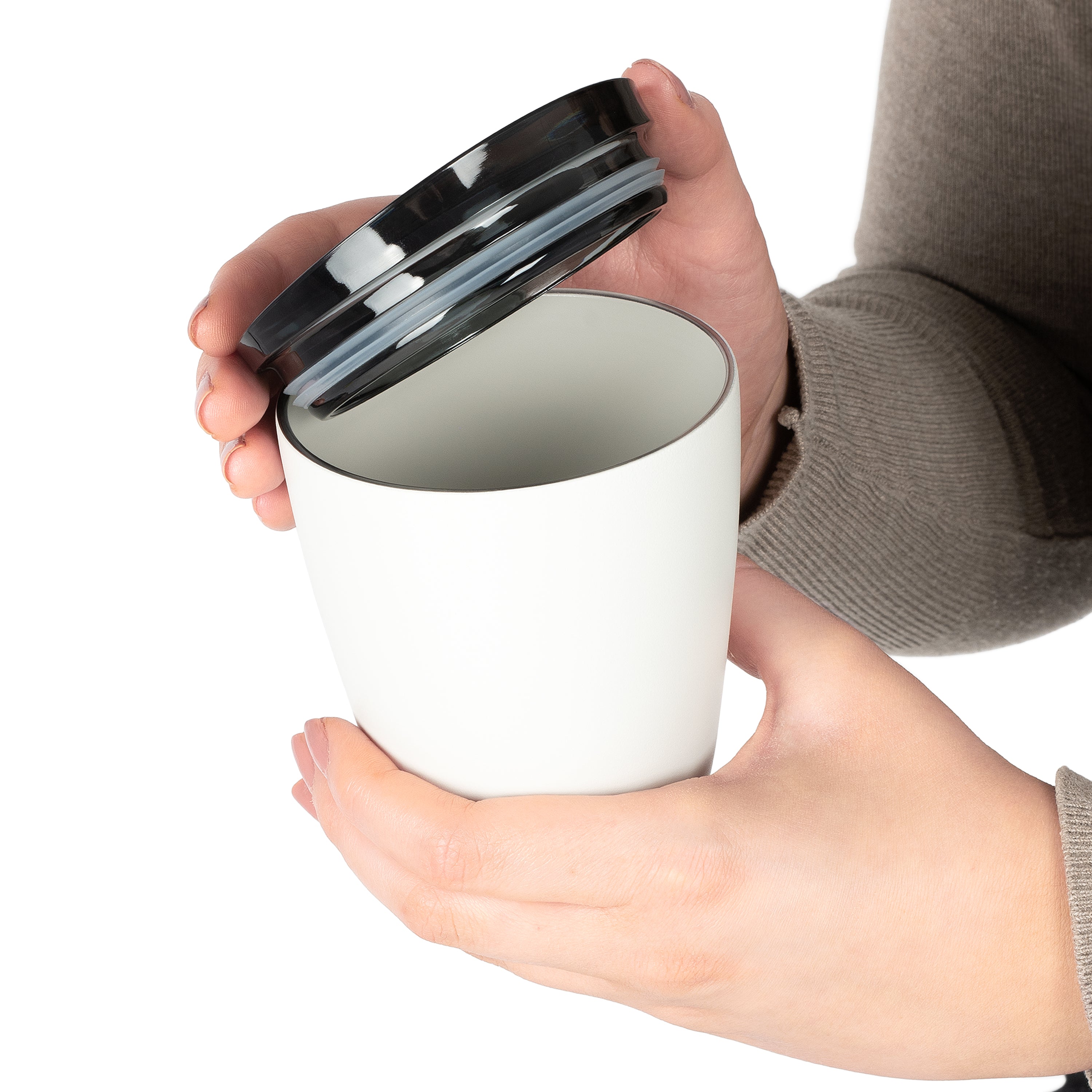 HS08PKW01-S2C - 8oz HuskeeSteel Cup & Lid White / A1
